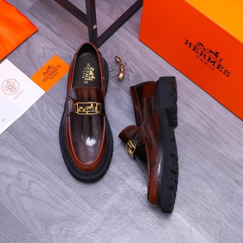 Replica Hermes Leather Shoes For Men #1231226 $118.00 USD for Wholesale