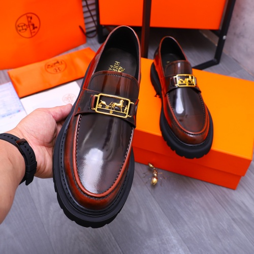 Replica Hermes Leather Shoes For Men #1231226 $118.00 USD for Wholesale