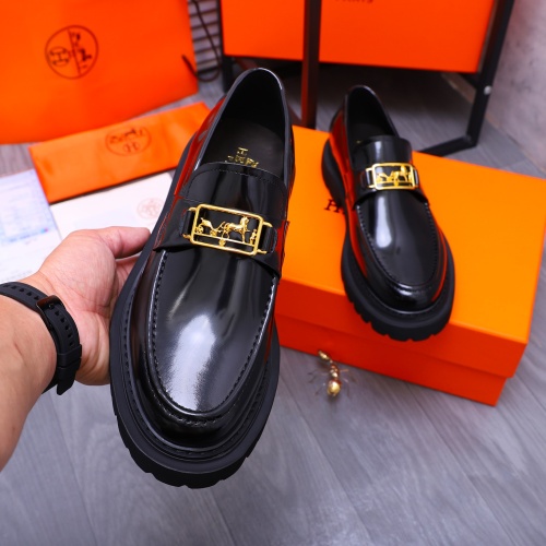 Replica Hermes Leather Shoes For Men #1231227 $118.00 USD for Wholesale