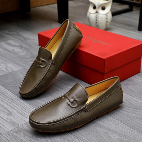 Replica Salvatore Ferragamo Leather Shoes For Men #1231613 $68.00 USD for Wholesale