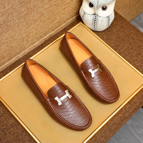 Replica Hermes Leather Shoes For Men #1231630 $68.00 USD for Wholesale