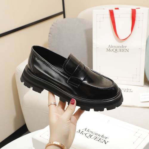 Replica Alexander McQueen Leather Shoes For Women #1231773 $105.00 USD for Wholesale