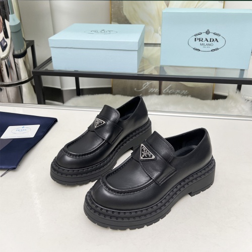 Prada Leather Shoes For Women #1231838 $100.00 USD, Wholesale Replica Prada Leather Shoes