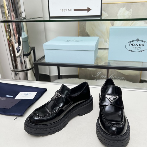 Replica Prada Leather Shoes For Women #1231839 $100.00 USD for Wholesale