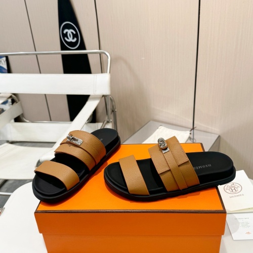 Replica Hermes Slippers For Men #1232105 $98.00 USD for Wholesale