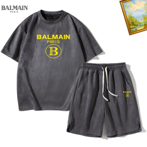 Balmain Tracksuits Short Sleeved For Men #1235414 $48.00 USD, Wholesale Replica Balmain Tracksuits