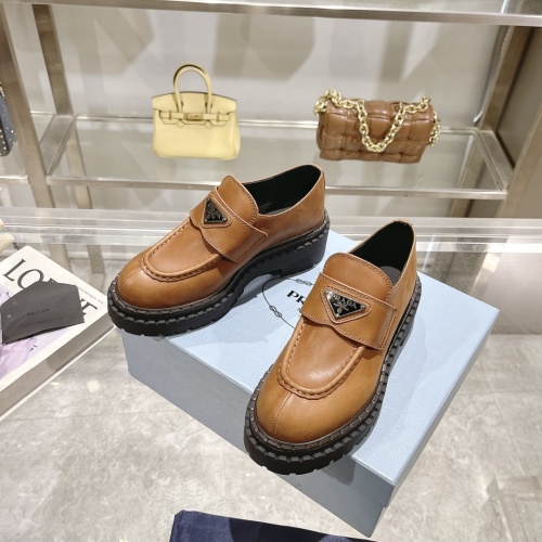 Prada Leather Shoes For Women #1236538 $112.00 USD, Wholesale Replica Prada Leather Shoes