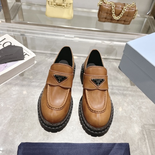 Replica Prada Leather Shoes For Women #1236538 $112.00 USD for Wholesale