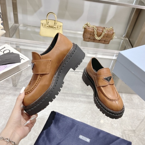 Replica Prada Leather Shoes For Women #1236538 $112.00 USD for Wholesale