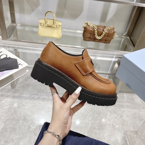 Replica Prada Leather Shoes For Women #1236538 $112.00 USD for Wholesale