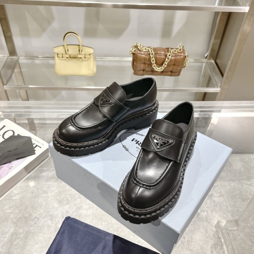 Prada Leather Shoes For Women #1236539 $112.00 USD, Wholesale Replica Prada Leather Shoes