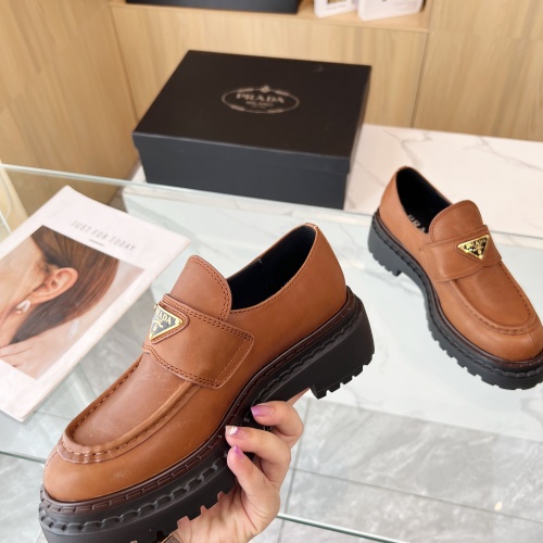 Replica Prada Leather Shoes For Women #1236633 $102.00 USD for Wholesale