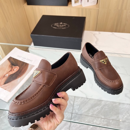 Replica Prada Leather Shoes For Women #1236638 $102.00 USD for Wholesale