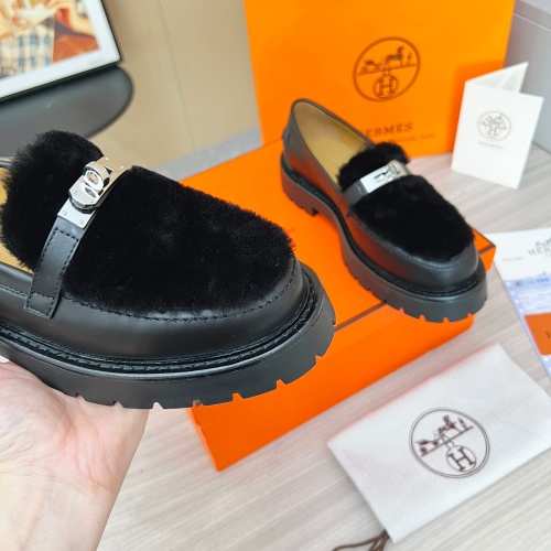 Replica Hermes Leather Shoes For Women #1236669 $102.00 USD for Wholesale