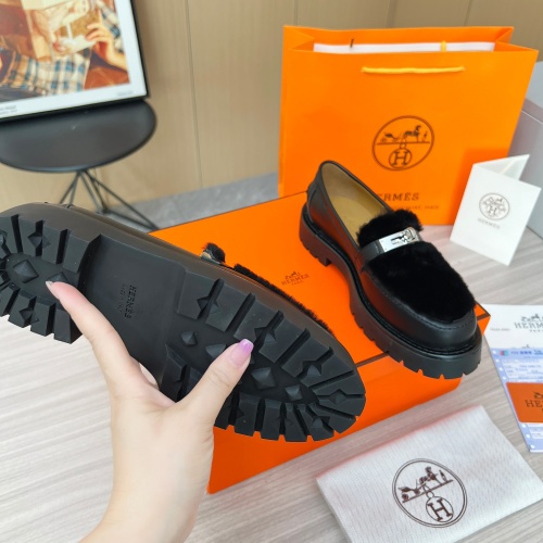 Replica Hermes Leather Shoes For Women #1236669 $102.00 USD for Wholesale