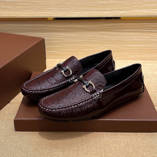 Replica Salvatore Ferragamo Leather Shoes For Men #1236845 $72.00 USD for Wholesale