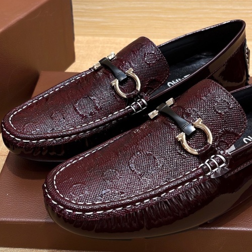 Replica Salvatore Ferragamo Leather Shoes For Men #1236845 $72.00 USD for Wholesale