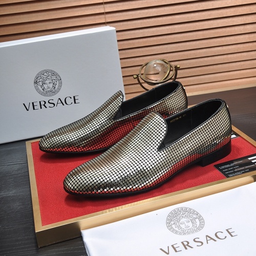 Versace Leather Shoes For Men #1236923 $85.00 USD, Wholesale Replica Versace Leather Shoes