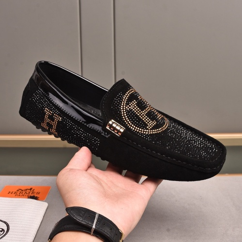 Replica Hermes Leather Shoes For Men #1237485 $76.00 USD for Wholesale