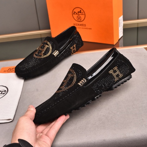 Replica Hermes Leather Shoes For Men #1237485 $76.00 USD for Wholesale