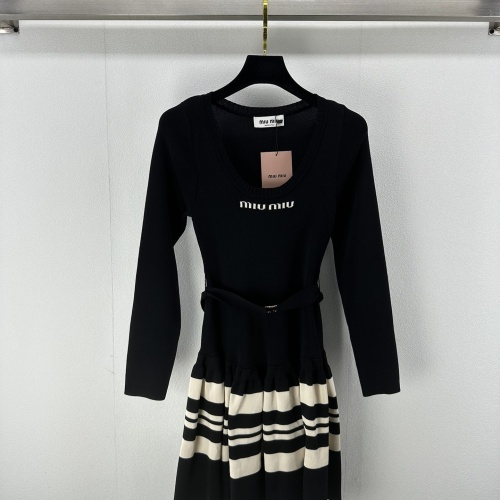 MIU MIU Dresses Long Sleeved For Women #1242698 $92.00 USD, Wholesale Replica MIU MIU Dresses