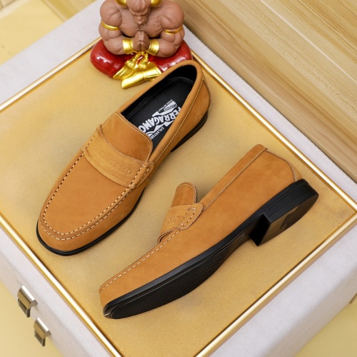 Replica Salvatore Ferragamo Leather Shoes For Men #1243153 $85.00 USD for Wholesale