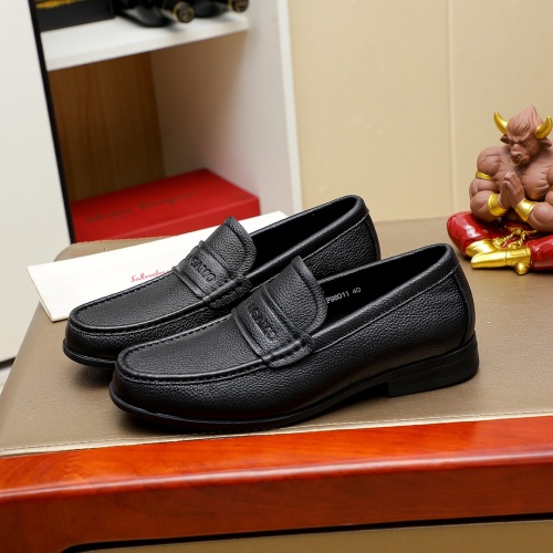 Replica Salvatore Ferragamo Leather Shoes For Men #1243156 $85.00 USD for Wholesale