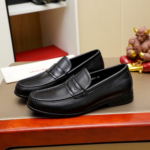 Replica Salvatore Ferragamo Leather Shoes For Men #1243157 $85.00 USD for Wholesale