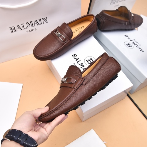 Replica Balmain Leather Shoes For Men #1243237 $80.00 USD for Wholesale