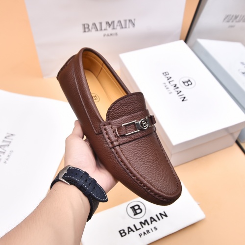 Replica Balmain Leather Shoes For Men #1243237 $80.00 USD for Wholesale