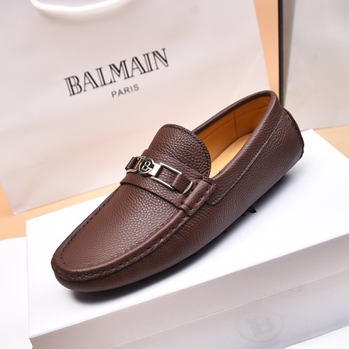 Replica Balmain Leather Shoes For Men #1243237 $80.00 USD for Wholesale