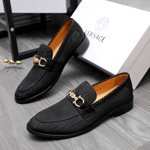 Versace Leather Shoes For Men #1243916 $85.00 USD, Wholesale Replica Versace Leather Shoes