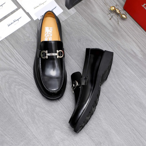 Replica Salvatore Ferragamo Leather Shoes For Men #1243973 $88.00 USD for Wholesale