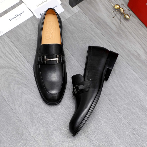 Replica Salvatore Ferragamo Leather Shoes For Men #1243982 $82.00 USD for Wholesale