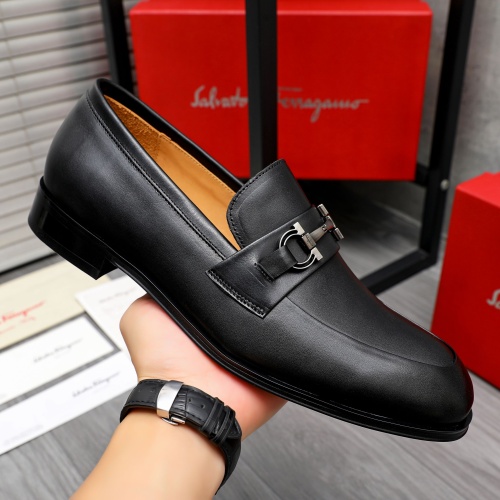 Replica Salvatore Ferragamo Leather Shoes For Men #1243982 $82.00 USD for Wholesale