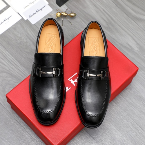 Replica Salvatore Ferragamo Leather Shoes For Men #1243984 $82.00 USD for Wholesale