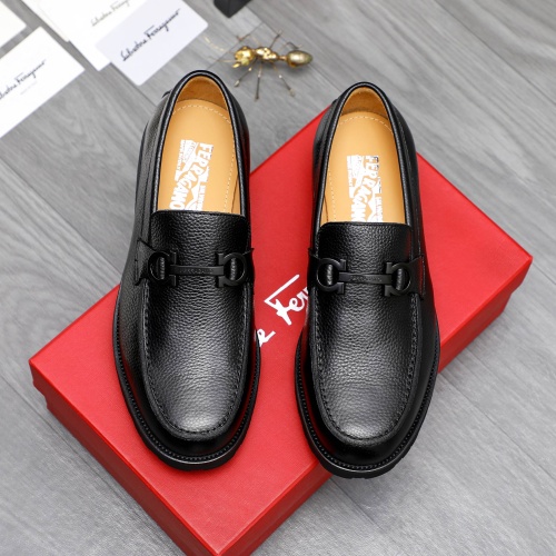 Replica Salvatore Ferragamo Leather Shoes For Men #1243988 $88.00 USD for Wholesale