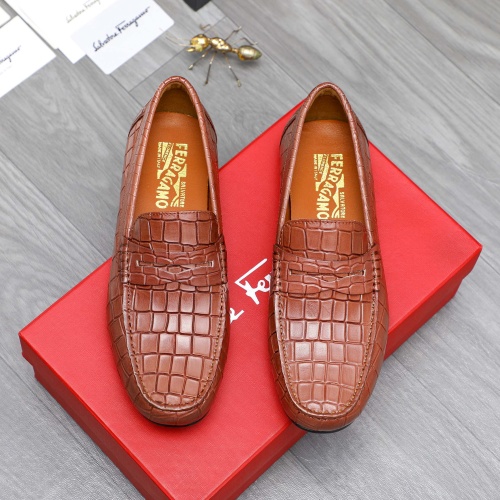 Replica Salvatore Ferragamo Leather Shoes For Men #1243991 $68.00 USD for Wholesale