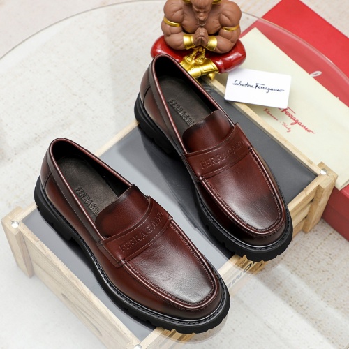 Replica Salvatore Ferragamo Leather Shoes For Men #1243993 $85.00 USD for Wholesale