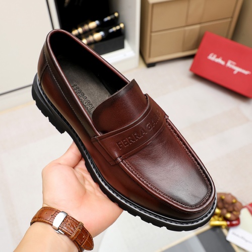 Replica Salvatore Ferragamo Leather Shoes For Men #1243993 $85.00 USD for Wholesale