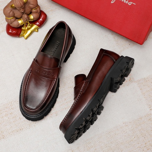 Replica Salvatore Ferragamo Leather Shoes For Men #1243993 $85.00 USD for Wholesale