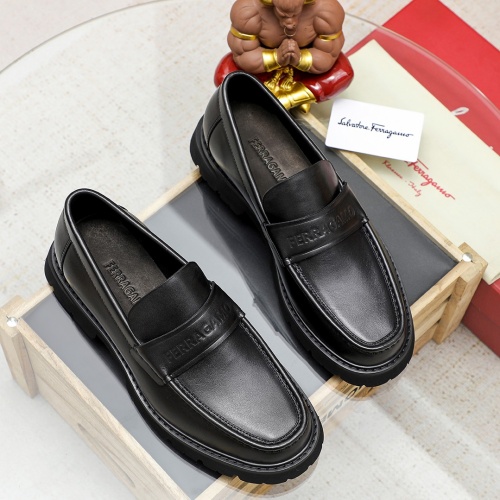 Replica Salvatore Ferragamo Leather Shoes For Men #1243995 $85.00 USD for Wholesale