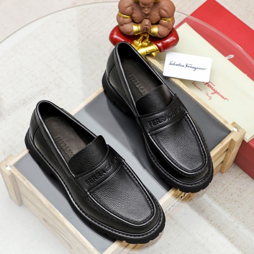 Replica Salvatore Ferragamo Leather Shoes For Men #1243996 $85.00 USD for Wholesale