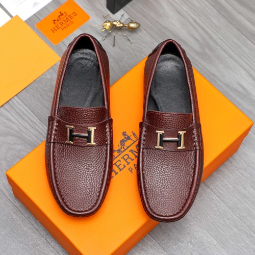 Replica Hermes Leather Shoes For Men #1244043 $68.00 USD for Wholesale