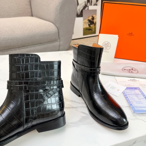 Replica Hermes Boots For Women #1244818 $100.00 USD for Wholesale