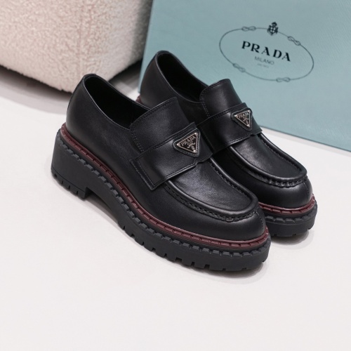 Replica Prada Leather Shoes For Women #1245569 $100.00 USD for Wholesale