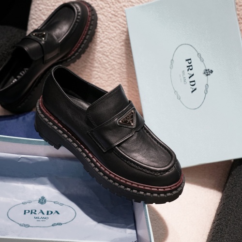 Replica Prada Leather Shoes For Women #1245569 $100.00 USD for Wholesale