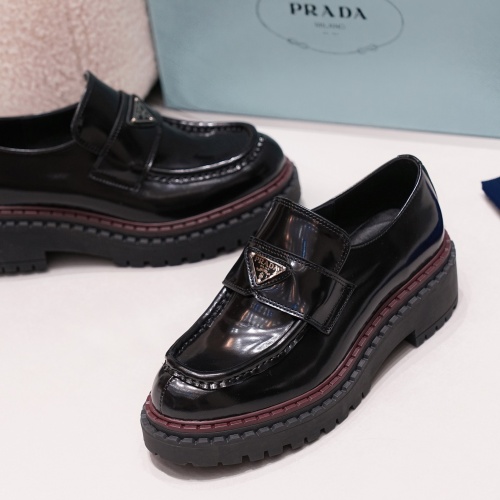 Replica Prada Leather Shoes For Women #1245570 $100.00 USD for Wholesale