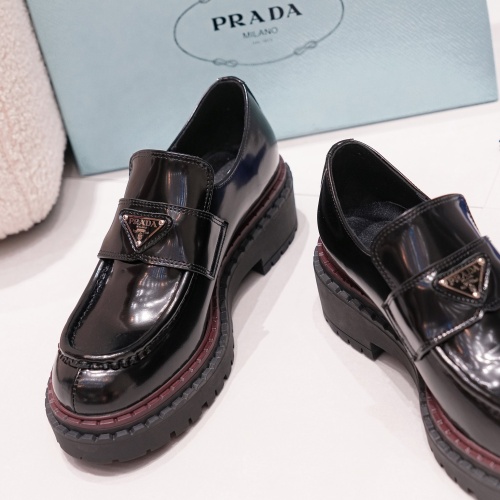 Replica Prada Leather Shoes For Women #1245570 $100.00 USD for Wholesale