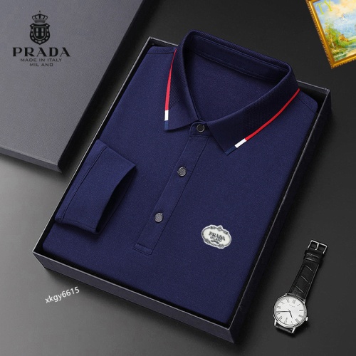 Replica Prada T-Shirts Long Sleeved For Men #1247146 $40.00 USD for Wholesale